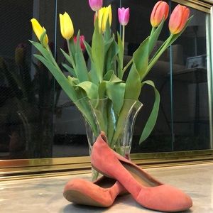 Coral suede flats by JCREW